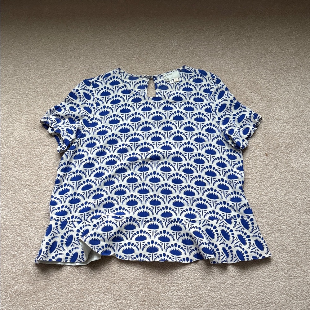 Hi There from Karen Walker Blue and White Floral Top